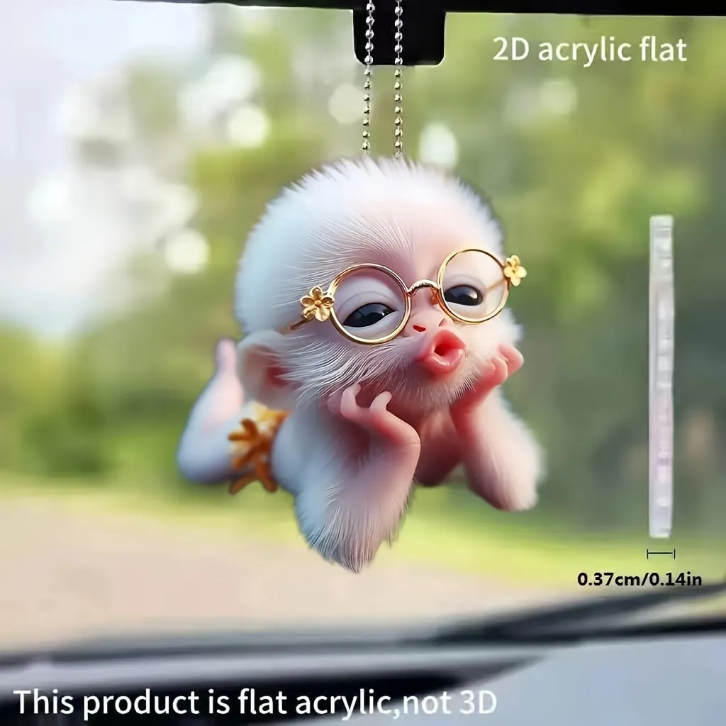 Cute Monkey Car Hanging Pendant, Acrylic 2D Christmas Tree Ornament