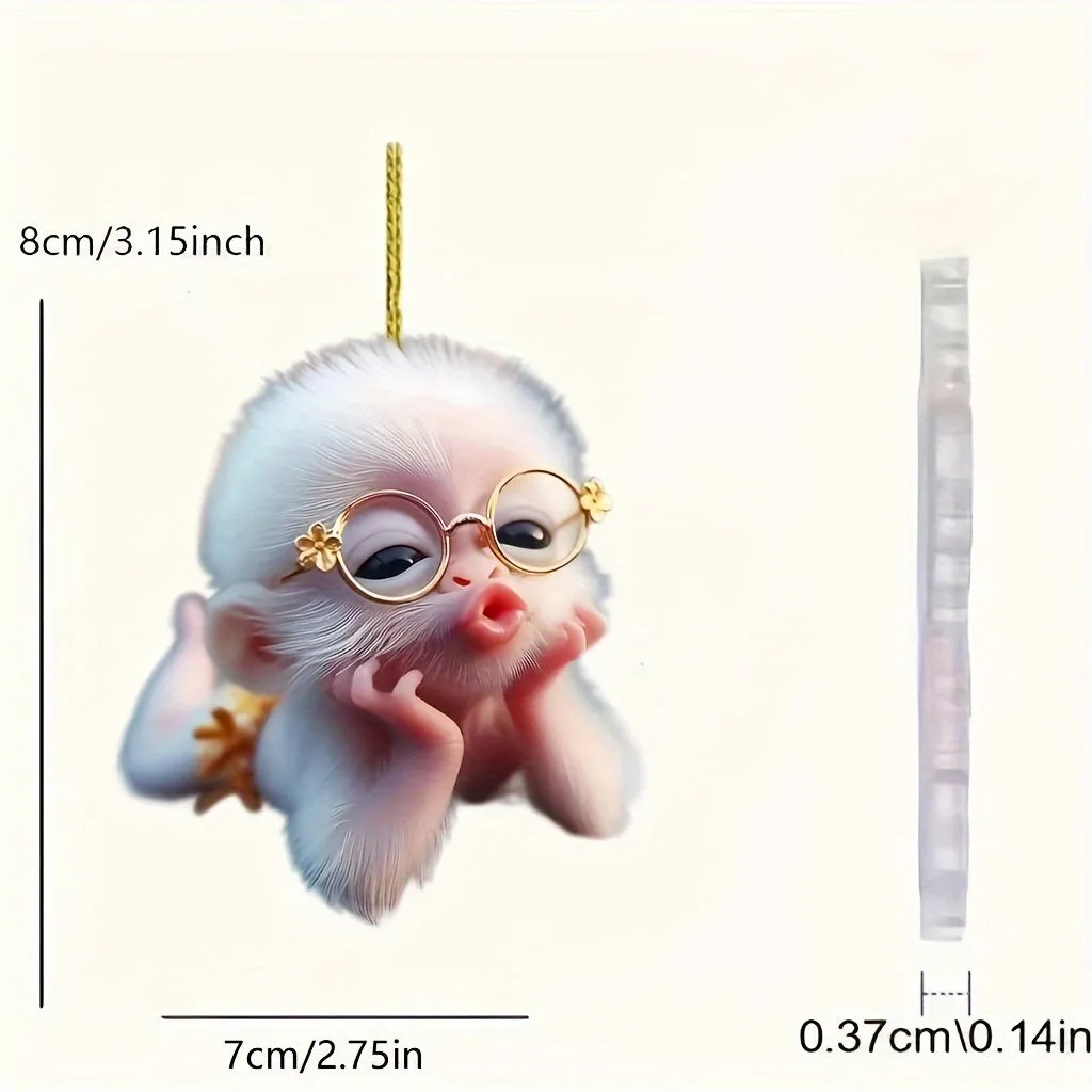 Cute Monkey Car Hanging Pendant, Acrylic 2D Christmas Tree Ornament