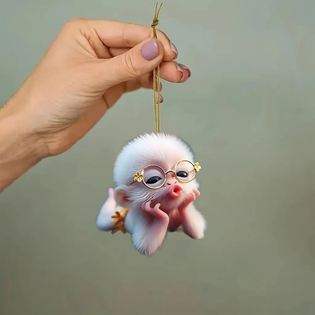 Cute Monkey Car Hanging Pendant, Acrylic 2D Christmas Tree Ornament