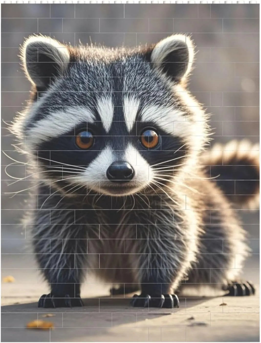 Cute Raccoon Building Block Puzzle Personalized Building Bricks for Adults Square Shaped Block Puzzle Building Valentine's Day Gifts for Home Decor Brick Puzzle