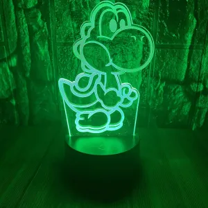 Cute Super Mario Bros Yoshi Island Anime Character 3D LED Optical Illusion Sleep Night Light with Remote 7 Colors Bedroom Decor Table Lamp Birthday Xmas Gifts for Kids Boys Girls