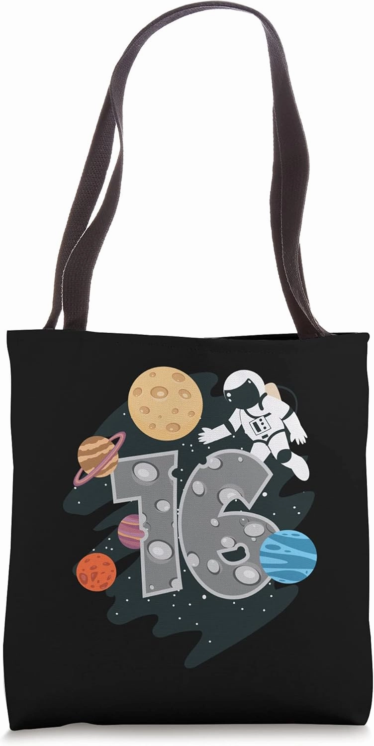 Cute 16th Birthday Astronaut Gift | 16 Years Old Teen Galaxy Tote Bag