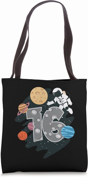 Cute 16th Birthday Astronaut Gift | 16 Years Old Teen Galaxy Tote Bag