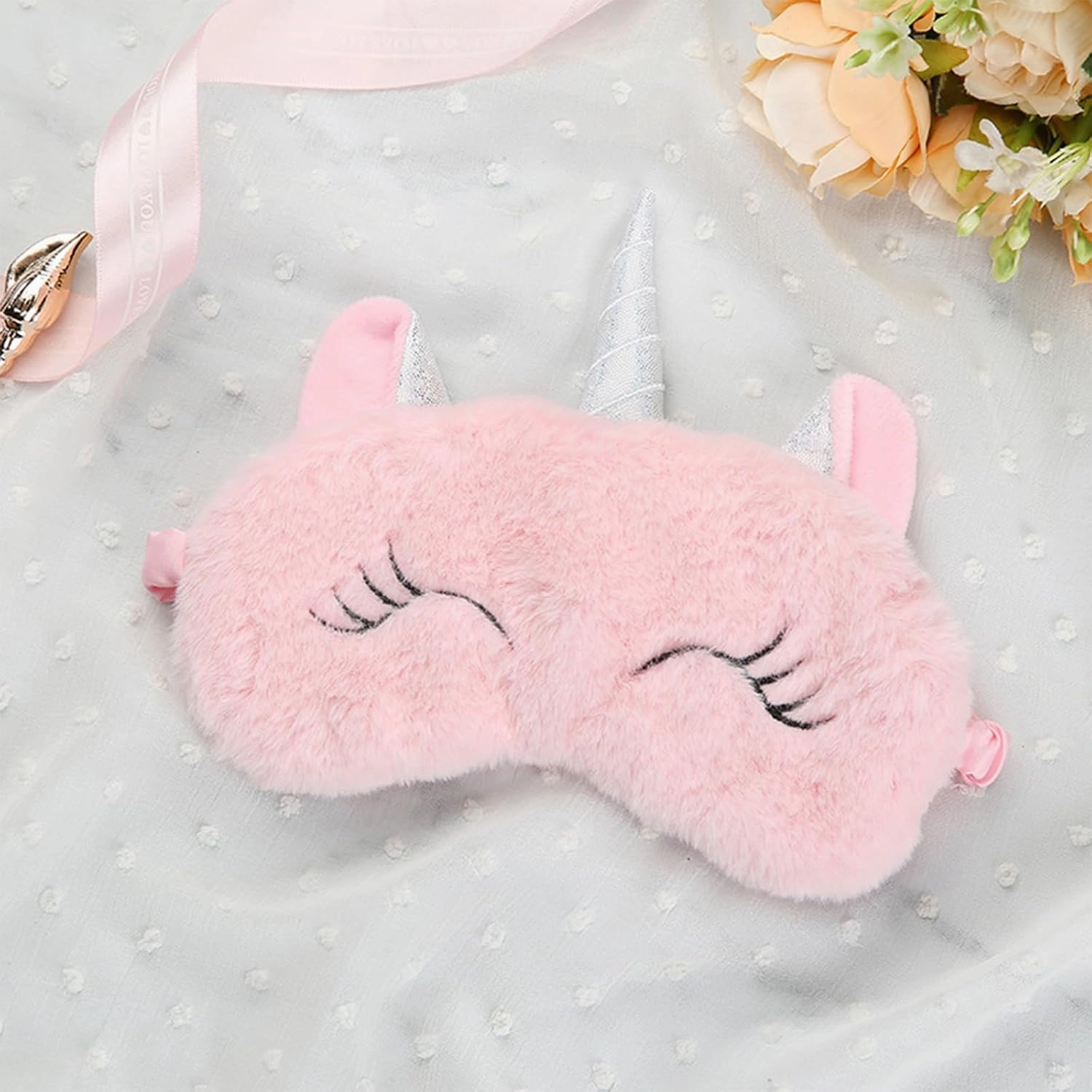 Cute Animal Sleeping Mask Soft Plush Blindfold Cute Rabbit Panda Koala Eye Cover Eyeshade for Kids Teens Girls Women (6Pack Unicorn)