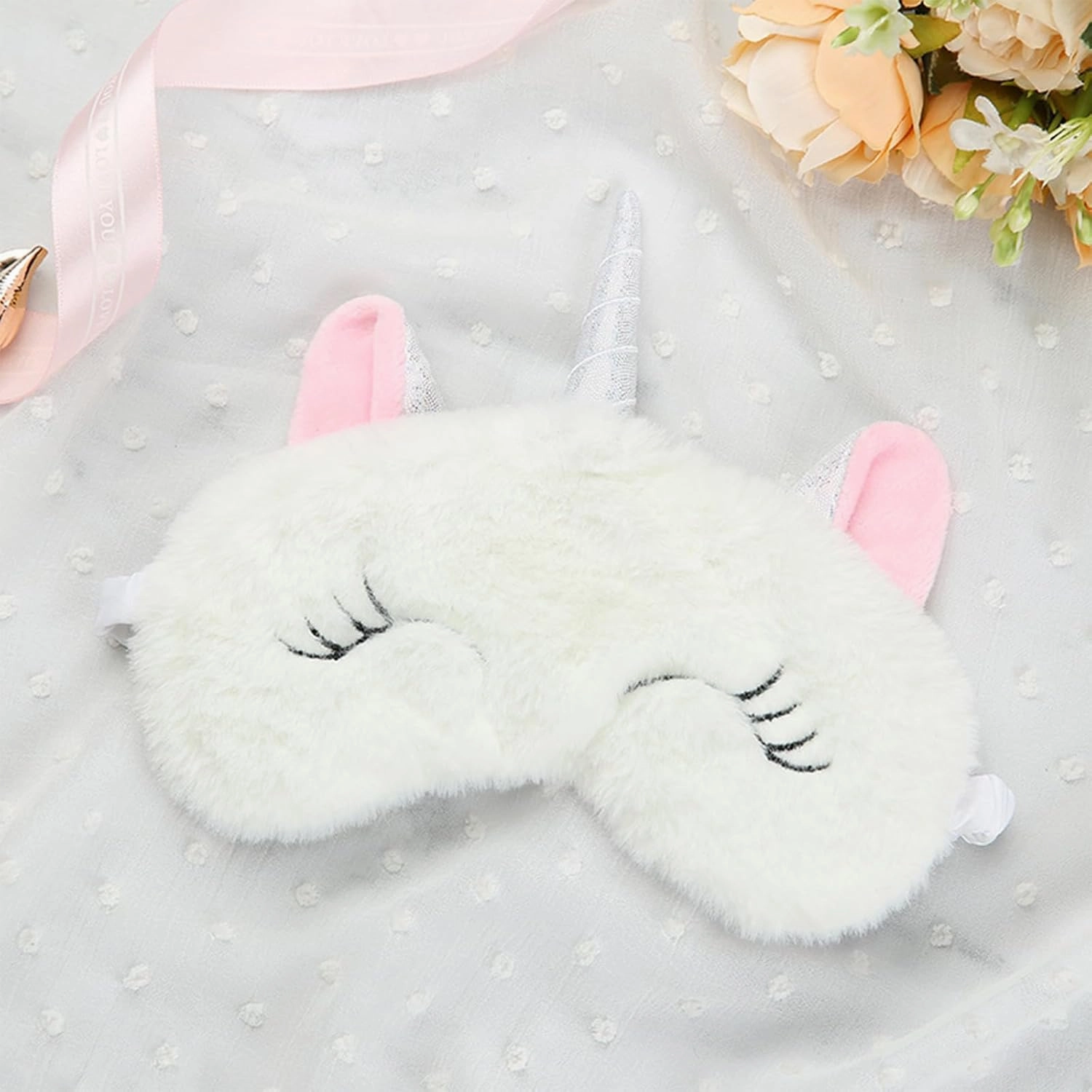 Cute Animal Sleeping Mask Soft Plush Blindfold Cute Rabbit Panda Koala Eye Cover Eyeshade for Kids Teens Girls Women (6Pack Unicorn)