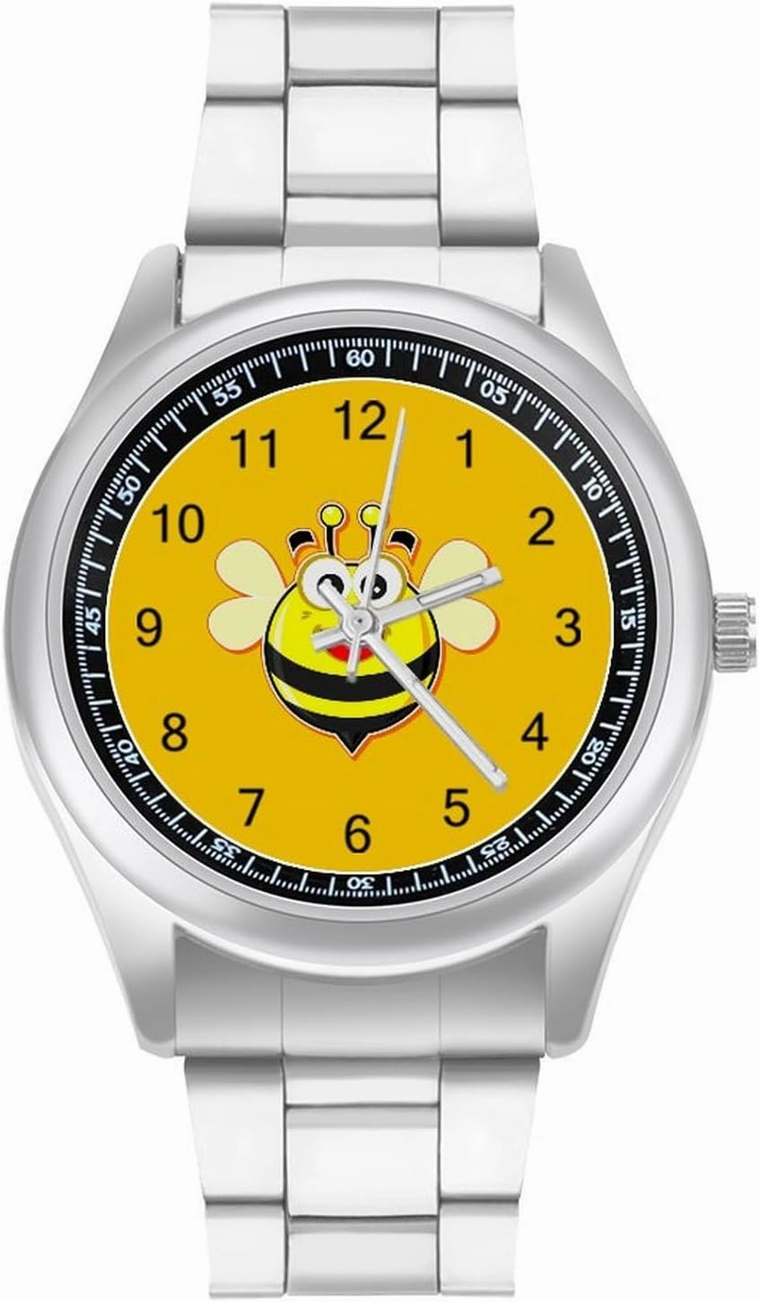 Cute Bee Casual Wrist Watches for Men Classic Business Dress Watch Big Face for Work Gym
