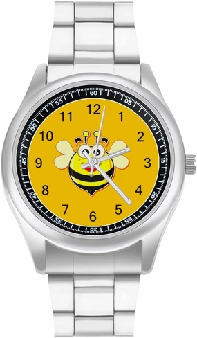 Cute Bee Casual Wrist Watches for Men Classic Business Dress Watch Big Face for Work Gym