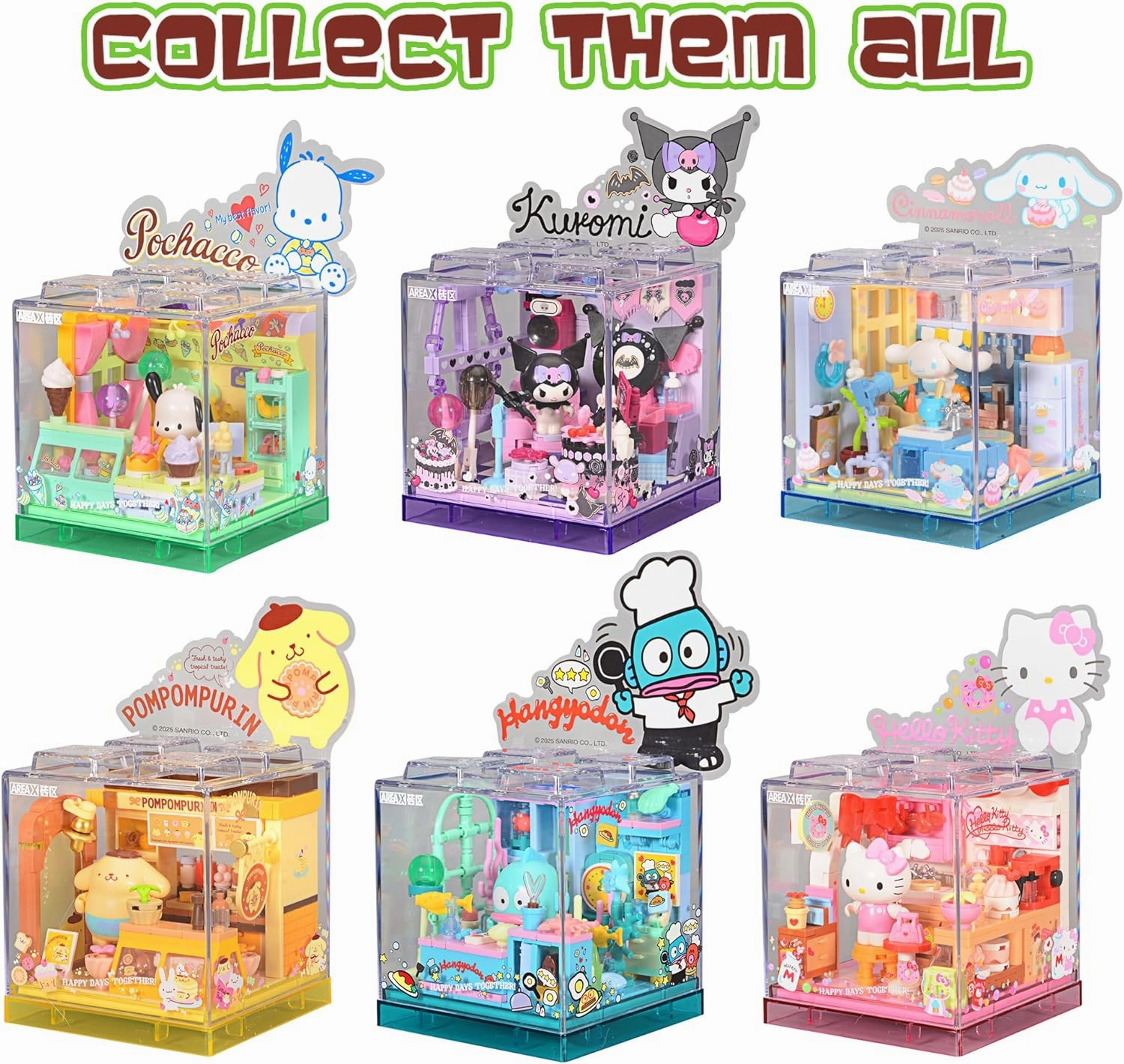 Cute Building Bricks Blocks Toys Miniature Sets with Transparent Display Fun Toy Collectible Gift for Fans Girls Birthday Party Supply Decorations Room Décor Plush Stickers Stuff Age 3 4 5 6