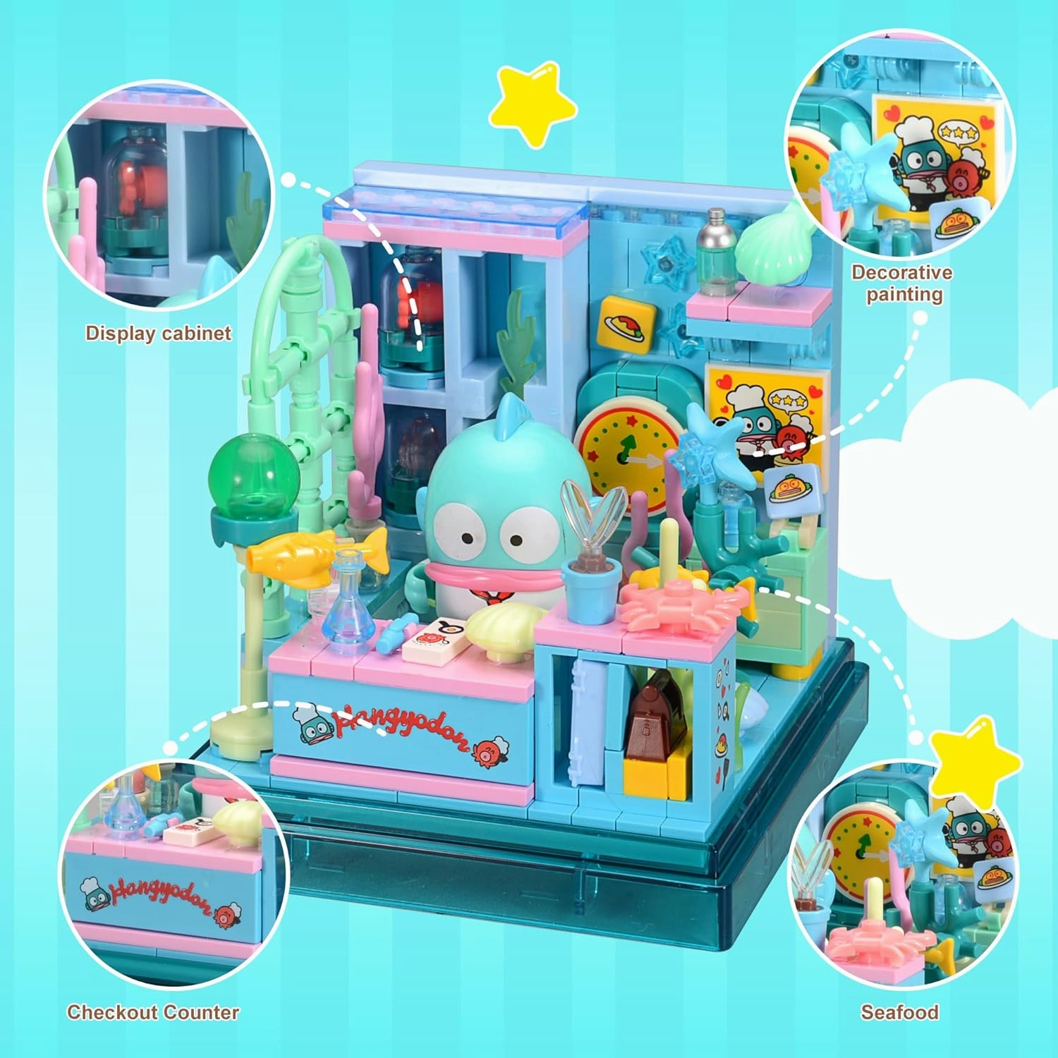Cute Building Bricks Blocks Toys Miniature Sets with Transparent Display Fun Toy Collectible Gift for Fans Girls Birthday Party Supply Decorations Room Décor Plush Stickers Stuff Age 3 4 5 6