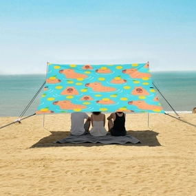 Cute Capybara with Lemon Beach Camping Tent Sun Shelter for Whole Family, Beach Shade Canopy with UPF50  UV Protection,Easy Set Up and Carry,Outdoor Shade for Trips, Fishing, Backyard Fun Picni