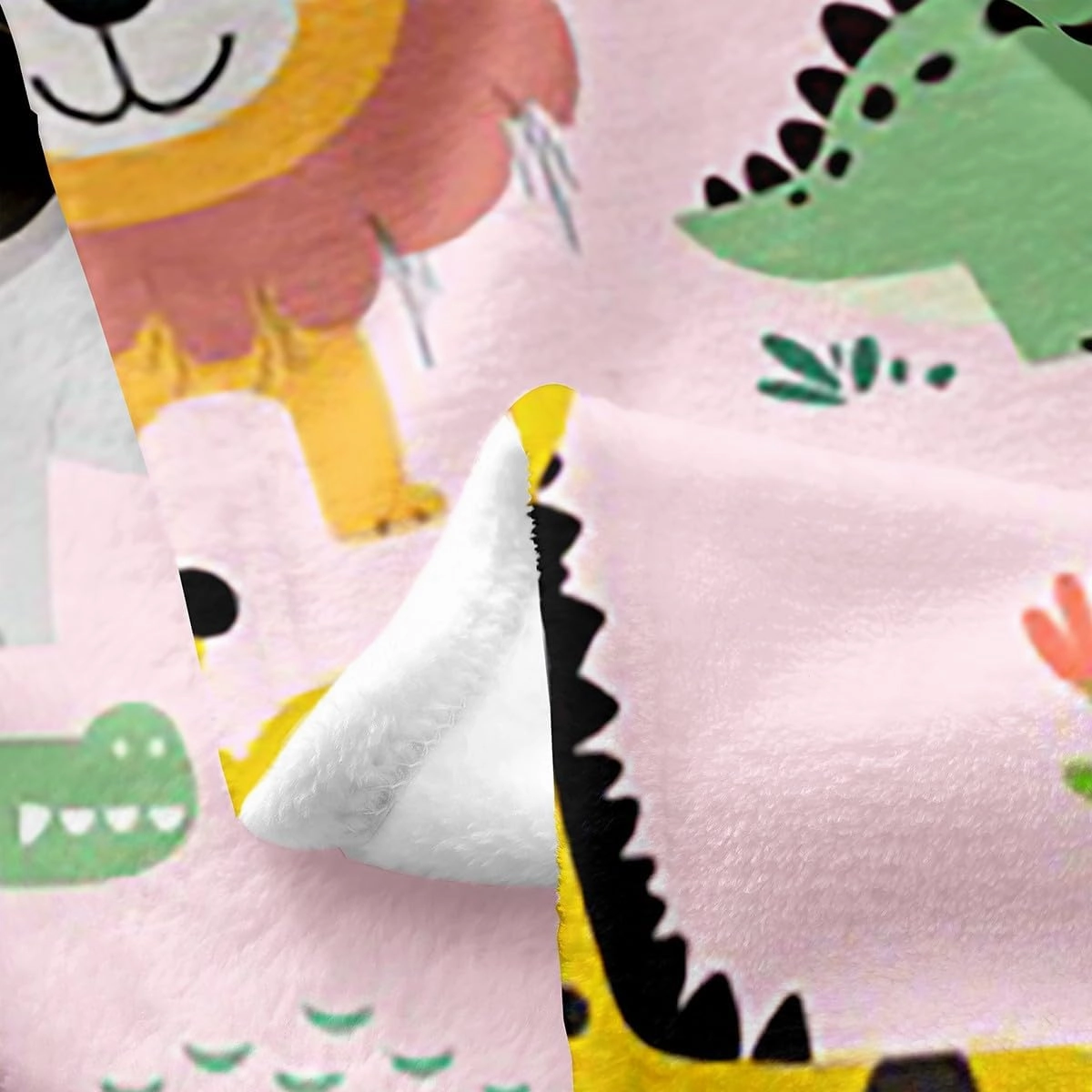 Cute Cartoon Animals Flannel Fleece Blanket Baby 30"x40" Lion Elephant Giraffe Crocodile Plush Throw Blanket Boys Girls Zoon Animals,All Season for Bed Sofa Couch Breathable Wildlife Pink