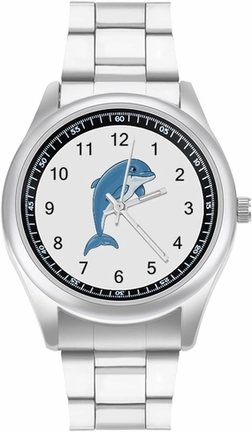 Cute Dolphins Casual Wrist Watches for Men Classic Business Dress Watch Big Face for Work Gym