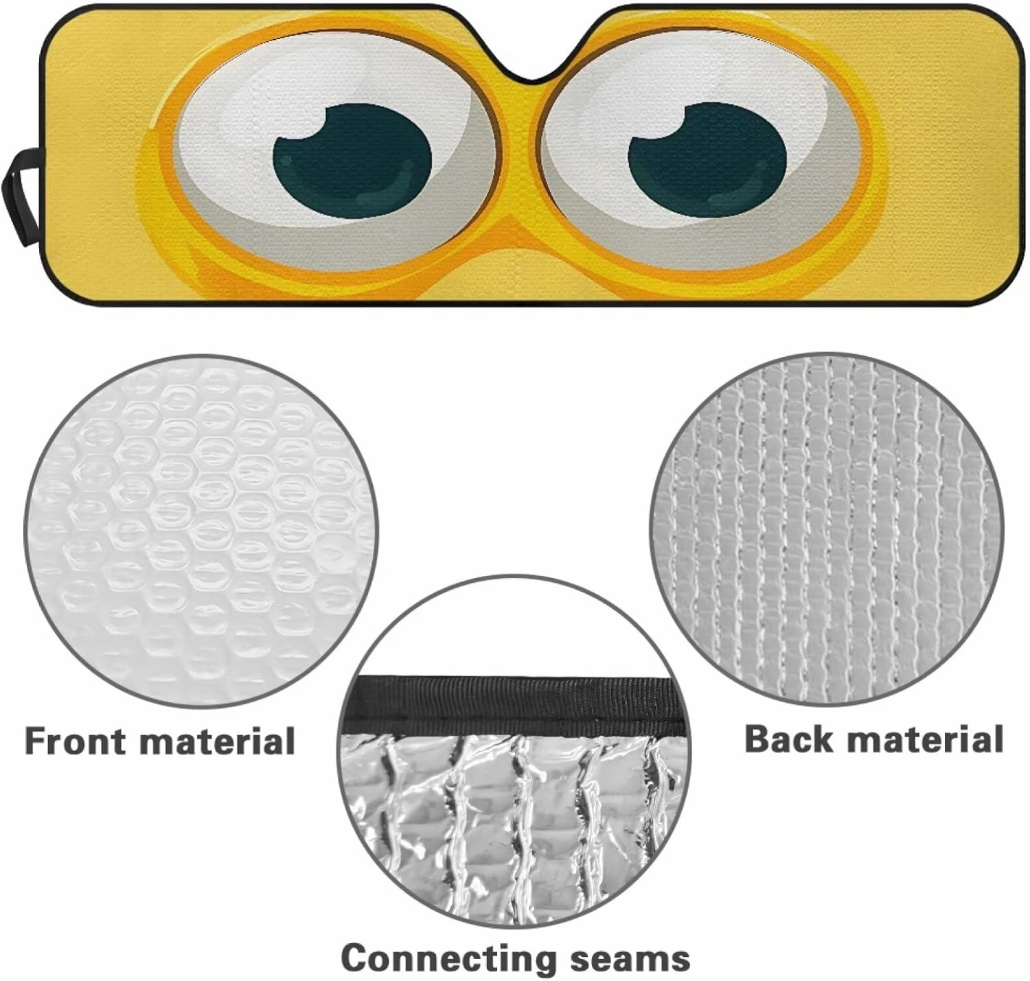 Cute Eyes Windshield Sun Shade for 2007-2023 Wrangler Rubicon Sahara TJ JK JKU 2 & 4 Door-Blocks UV Rays Sun Visor Keep Your Vehicle Cool