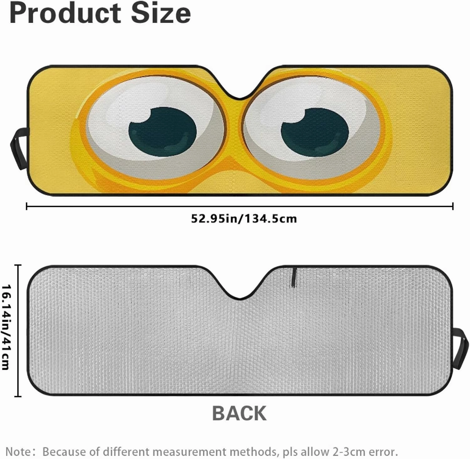 Cute Eyes Windshield Sun Shade for 2007-2023 Wrangler Rubicon Sahara TJ JK JKU 2 & 4 Door-Blocks UV Rays Sun Visor Keep Your Vehicle Cool