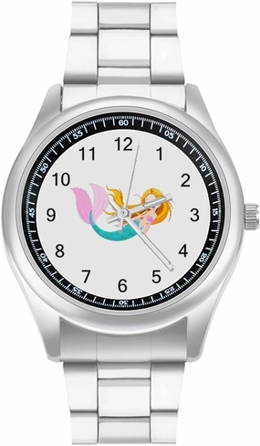 Cute Mermaid Casual Wrist Watches for Men Classic Business Dress Watch Big Face for Work Gym, style