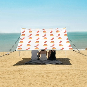 Cute Mexican Chili Pepp Beach Canopy Tent Anti-UV & Wind Resistant, Camping Sun Shelter Easy Setup Portable,Outdoor Shade Tents with Sandbags,Sand Shovels,Ground Pegs & Stability Poles
