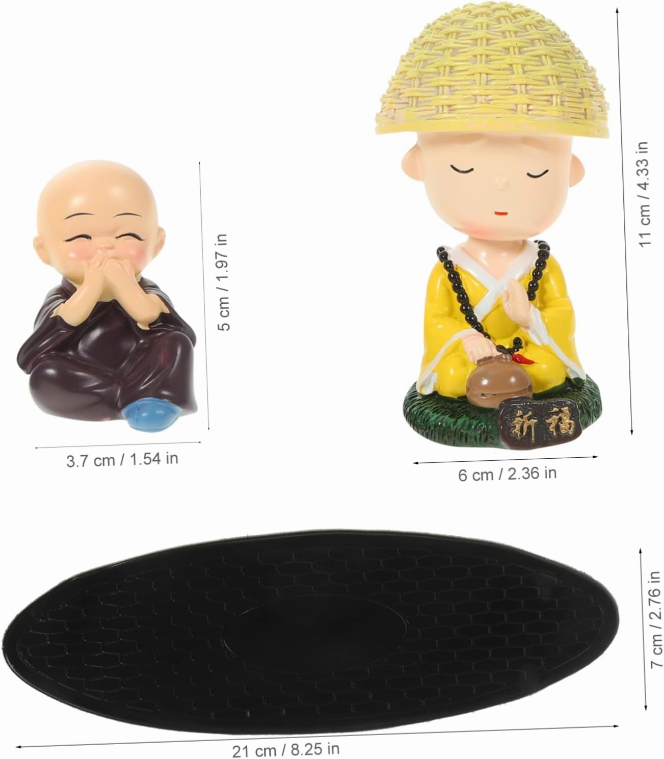 Cute Monk Car Ornament Figurine Resin Statue for Dashboard Decorations Home Office Decor