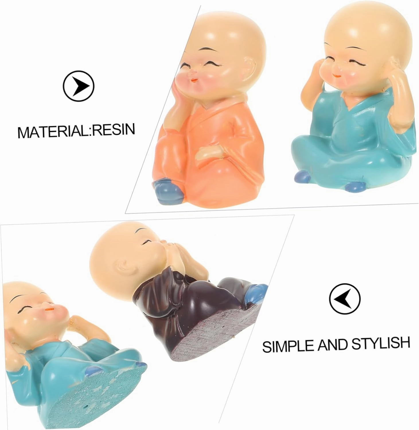 Cute Monk Car Ornament Figurine Resin Statue for Dashboard Decorations Home Office Decor
