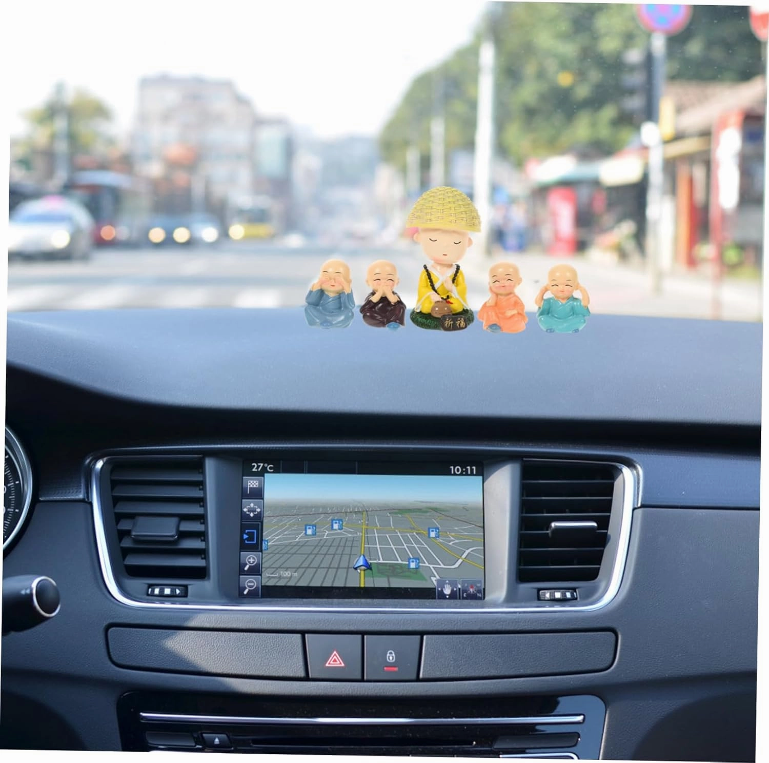 Cute Monk Car Ornament Figurine Resin Statue for Dashboard Decorations Home Office Decor