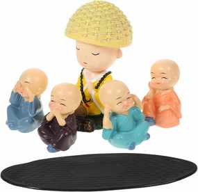 Cute Monk Car Ornament Figurine Resin Statue for Dashboard Decorations Home Office Decor