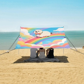 Cute Rainbow Capybara Beach Camping Tent Sun Shelter for Whole Family, Beach Shade Canopy with UPF50  UV Protection,Easy Set Up and Carry,Outdoor Shade for Trips, Fishing, Backyard Fun Picnics