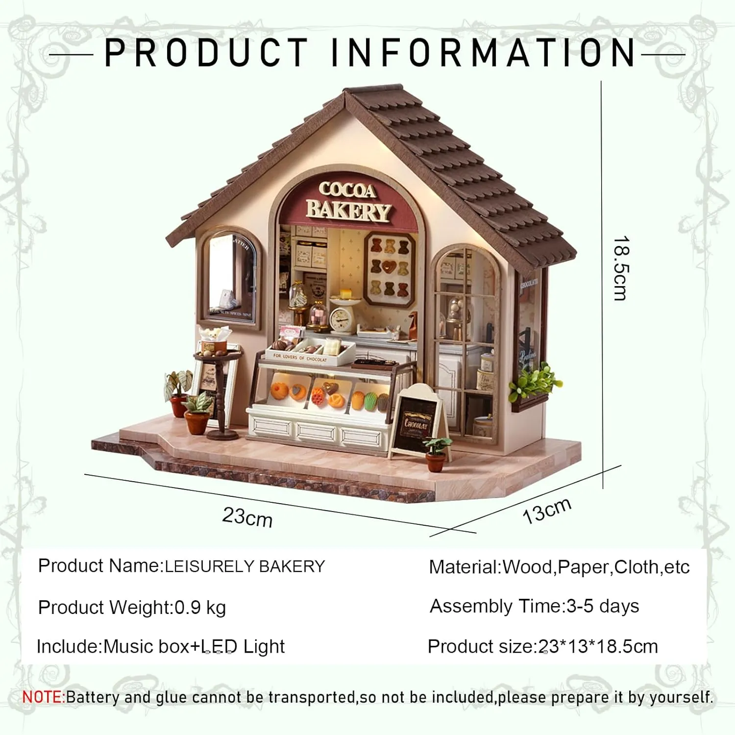 CUTEROOM Miniature House Kits for Adults, Mini Dollhouse Wooden Furniture Kit, DIY Craft Kits Creative Room Tiny House for Decoration- Leisurely Bakery
