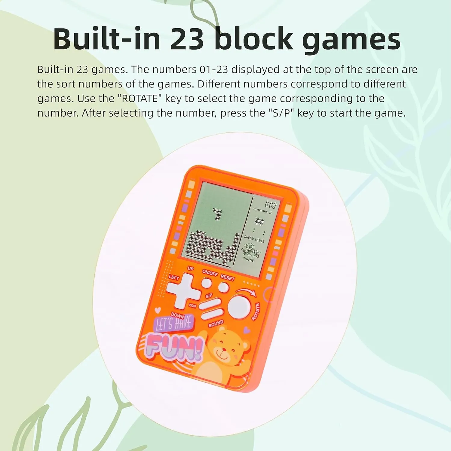CZT Handheld Block Game Console Built-in Multiple Classic Retro Brick Games Electronic Entertainment Student Game Machine Game playerPortable Gaming Device Kids Girls (Pink)