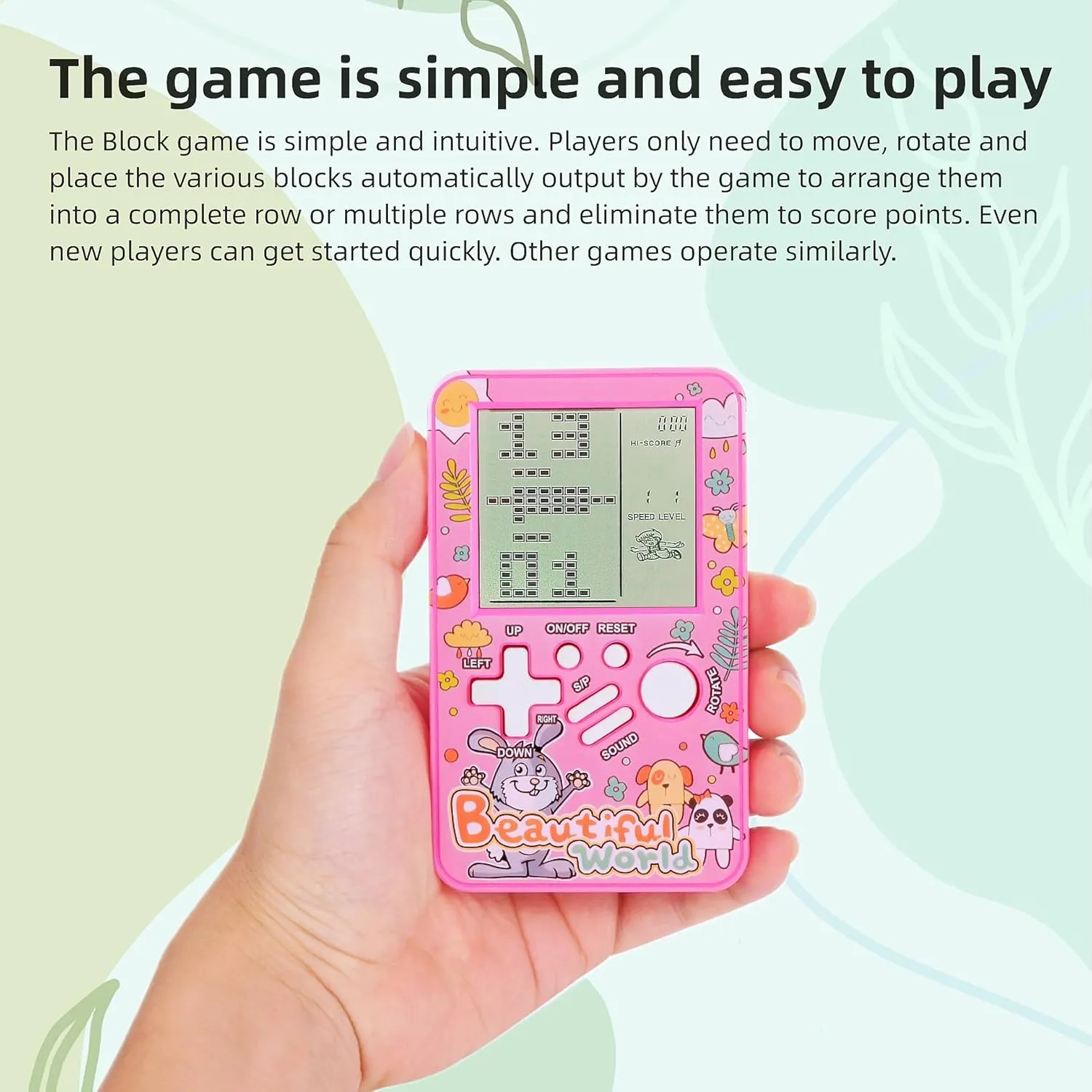 CZT Handheld Block Game Console Built-in Multiple Classic Retro Brick Games Electronic Entertainment Student Game Machine Game playerPortable Gaming Device Kids Girls (Pink)