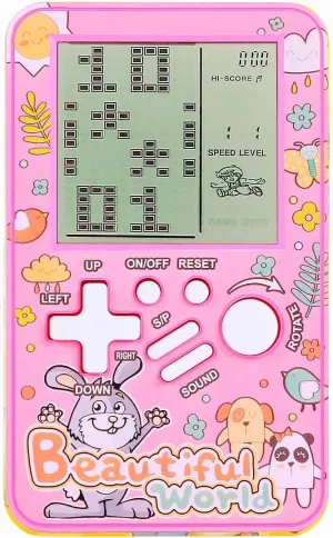 CZT Handheld Block Game Console Built-in Multiple Classic Retro Brick Games Electronic Entertainment Student Game Machine Game playerPortable Gaming Device Kids Girls (Pink)