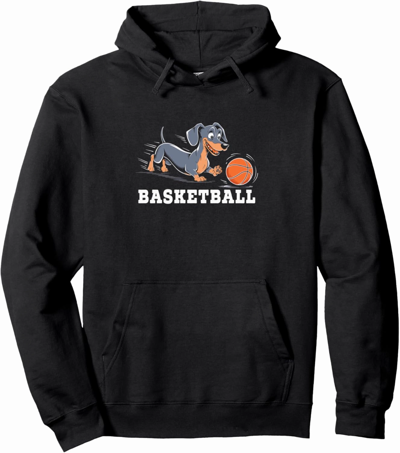 Dachshund Playing A Basketball Shoot Court Player Pullover Hoodie