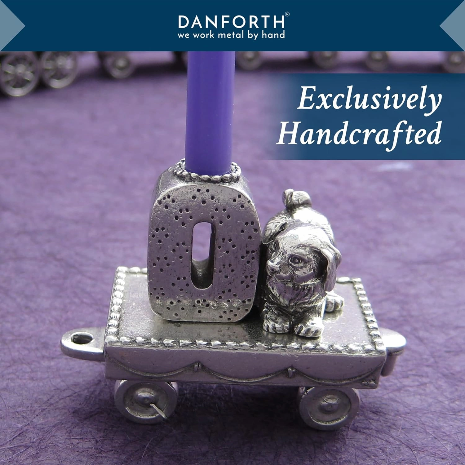 DANFORTH – Birthday Train (0- Puppy) – Candleholder - Hand-cast Pewter Birthday Party Decorations - Made in USA