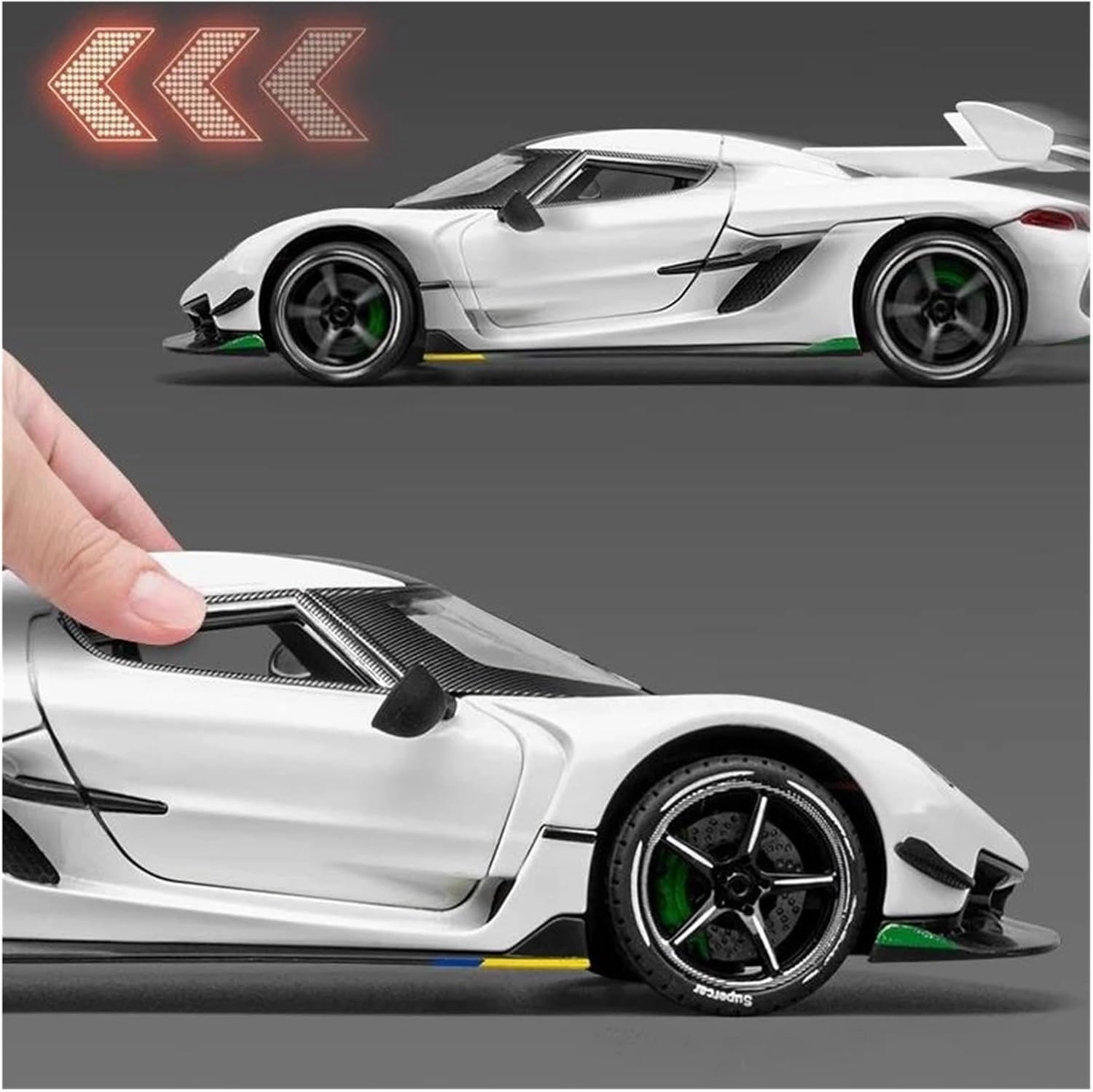 Decorative Car Model 1:24 for Jesko Supercar Diecast Metal Alloy Display Model Holiday Party Gift Perfect for Gifting(Orange)