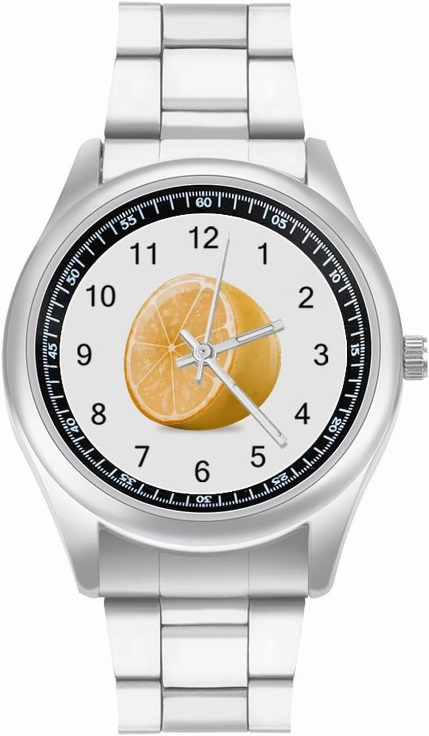 Deliciouss Yellow Lemon Casual Wrist Watches for Men Classic Business Dress Watch Big Face for Work Gym