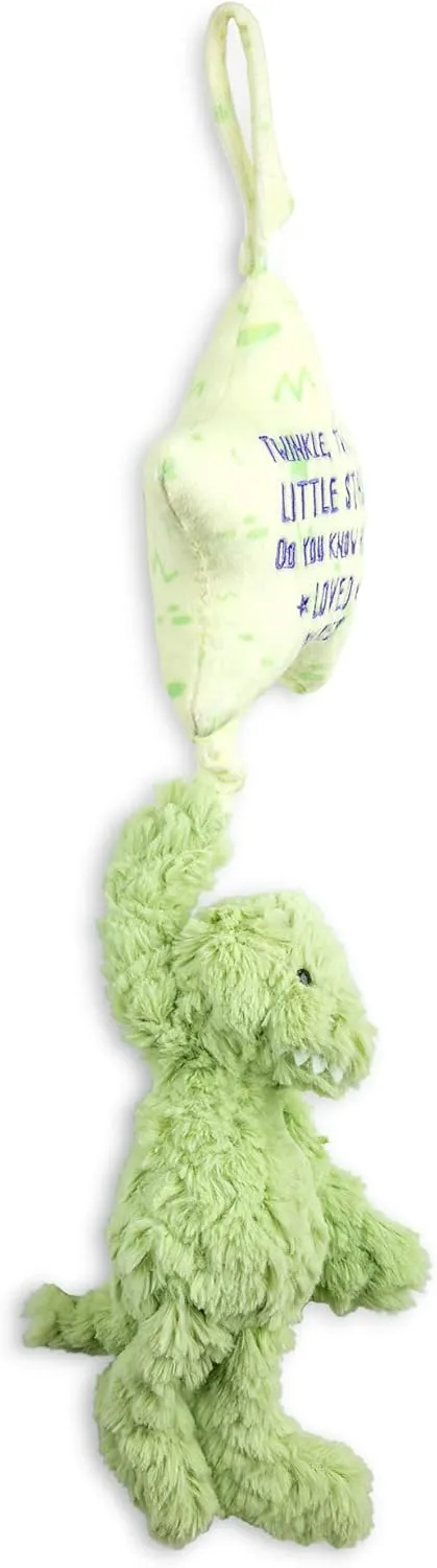 DEMDACO Dinosaur 6 x 22 Inch Green Childrens Musical Plush Stuffed Animal Pull Toy