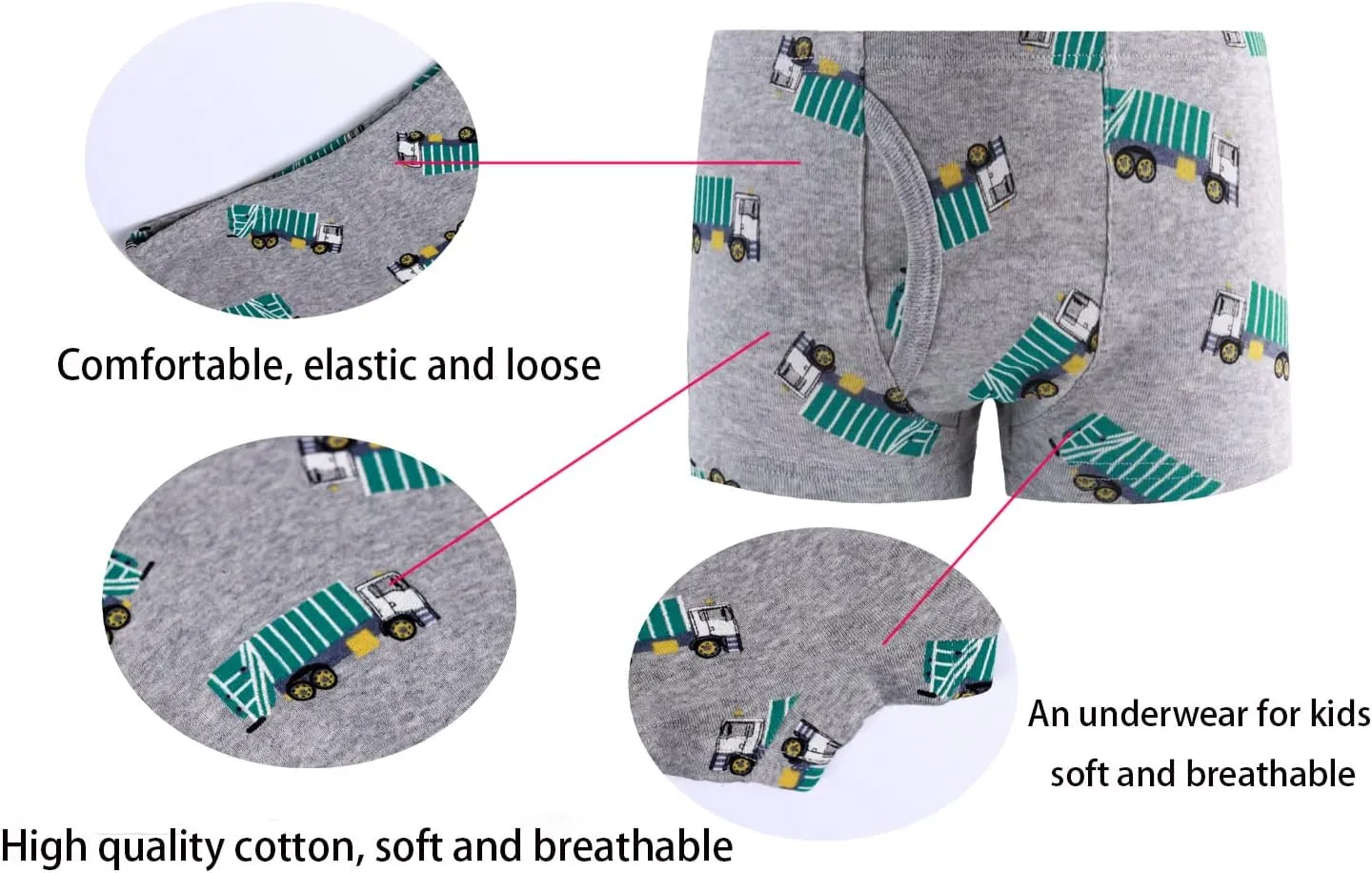 Demifill Boys Boxer Briefs 100% Cotton Monster Car Underwear Toddler Boys Dinosaur Shark Undies