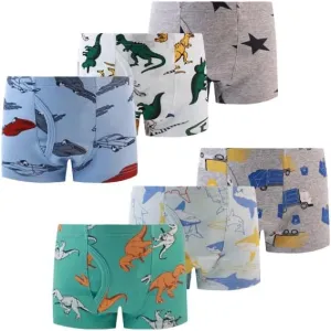 Demifill Boys Boxer Briefs 100% Cotton Monster Car Underwear Toddler Boys Dinosaur Shark Undies