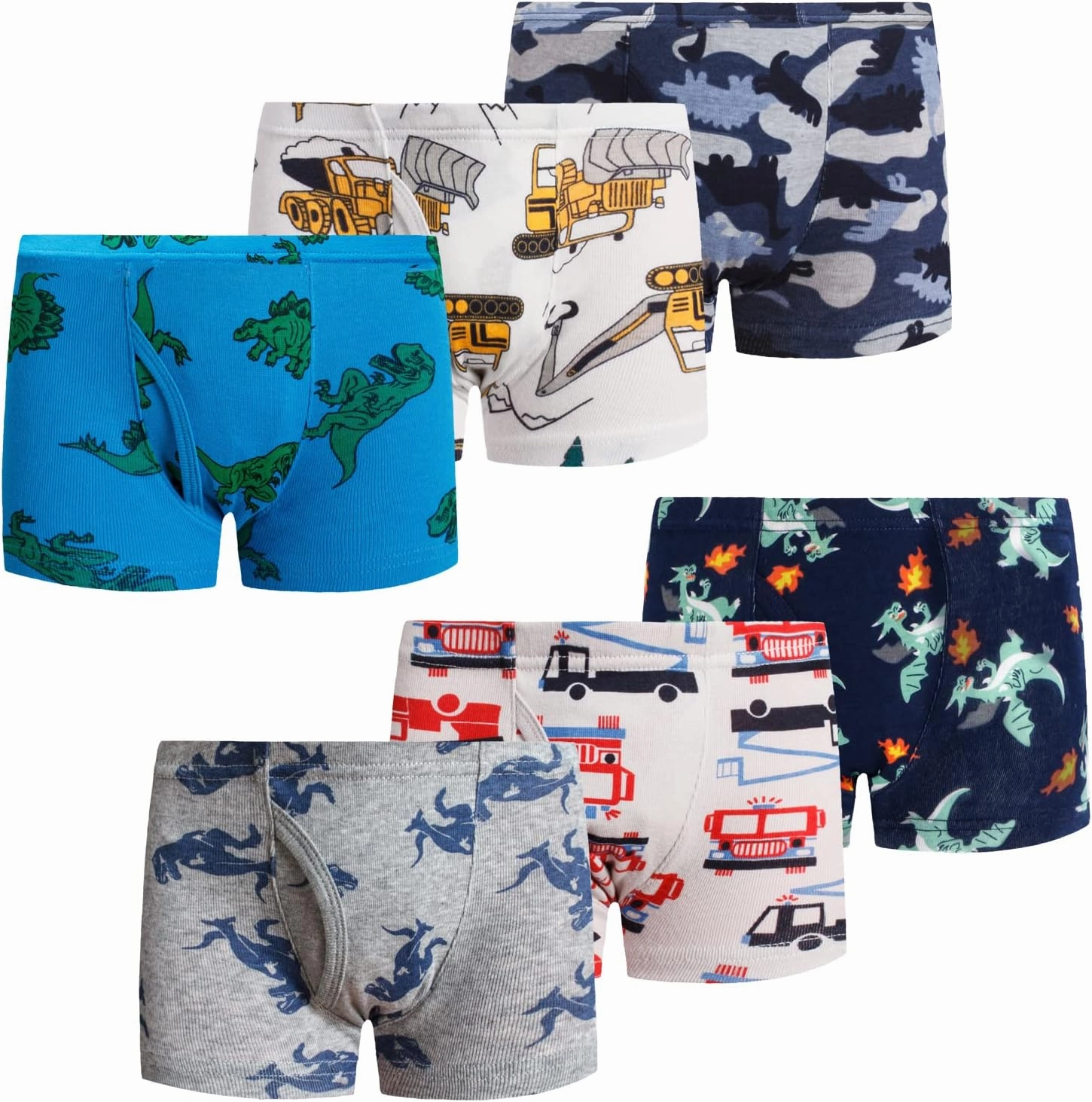 Demifill Boys Boxer Briefs 100% Cotton Monster Car Underwear Toddler Boys Dinosaur Shark Undies