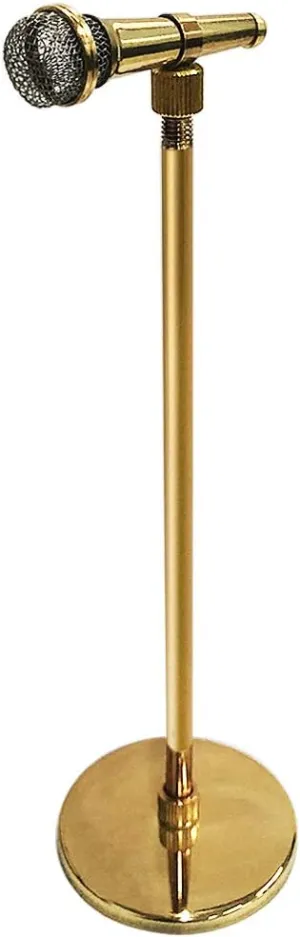Diadem Microphone Miniature Models, 6.30 inch-8.66 inch, Miniature Dollhouse Decoration, Adjustable Gold Mini Musical Instrument, Medium Foundation, Model Home Decoration