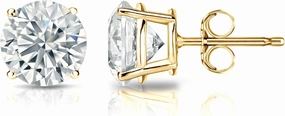 Diamond Wish 14k Yellow Gold Round Diamond Stud Earrings (1 3/4ct TW, H-I, I2-I3, IGI Certified) 4-Prong Basket, Push Back