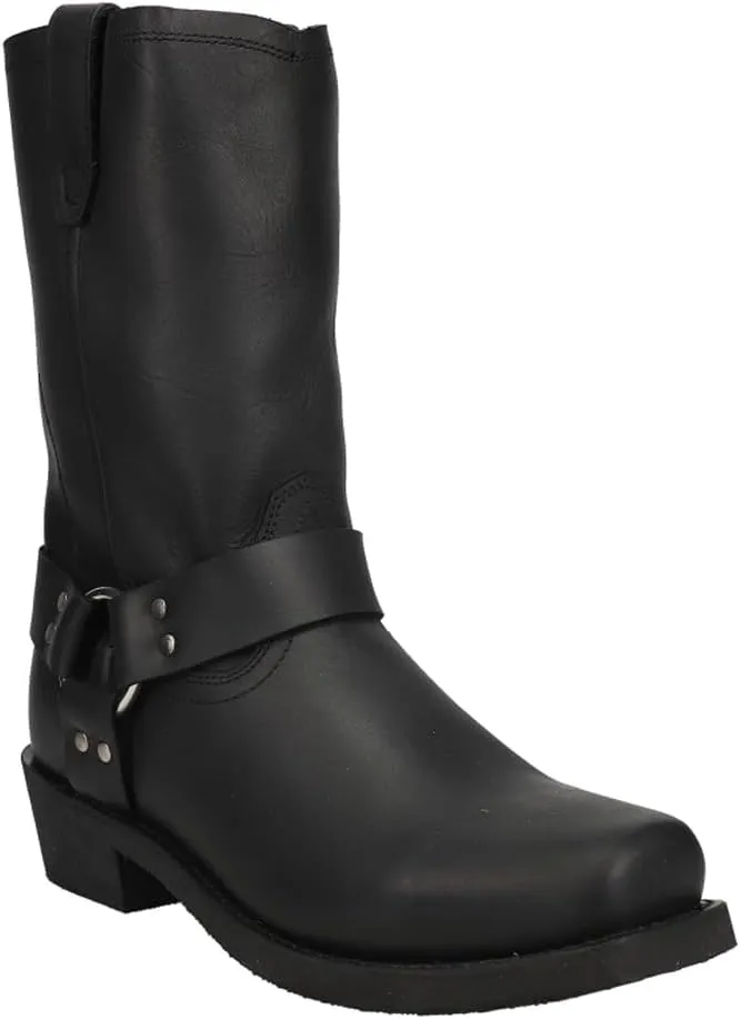 Dingo Mens Dean Harness Square Toe Motorcycle Casual Boots Mid Calf - Black