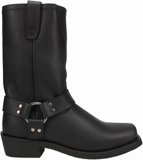 Dingo Mens Dean Harness Square Toe Motorcycle Casual Boots Mid Calf - Black