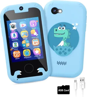 Dinosaur Toys Kids Smart Phone for Girls Age 6-8, Birthday Gifts for 3-8 Year Olds with 8GB Memory Card