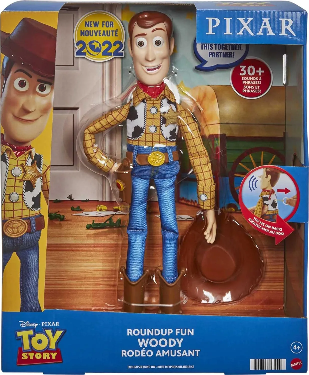 Disney Pixar Toy Story Talking Woody Action Figure & Accessory, Roundup Fun 12-Inch Collectible with 30  Sounds & Phrases