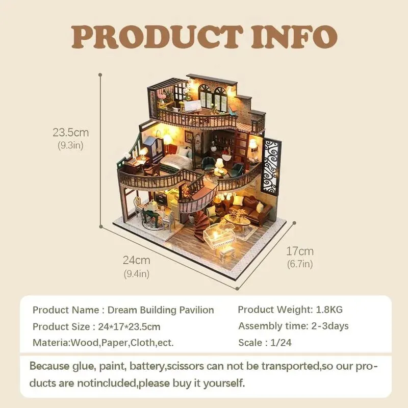 DIY Dollhouse Miniature Kit|Building Dream Tower