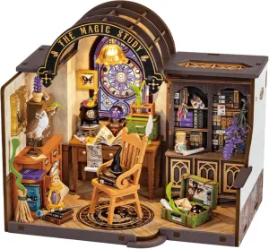 DIY Miniature Dollhouse Kit-Magic Study, Tiny House Kit Model Building Set with Furniture, DIY Hobbies Crafts&Holiday Gifts for Family and Friends (267PCS)
