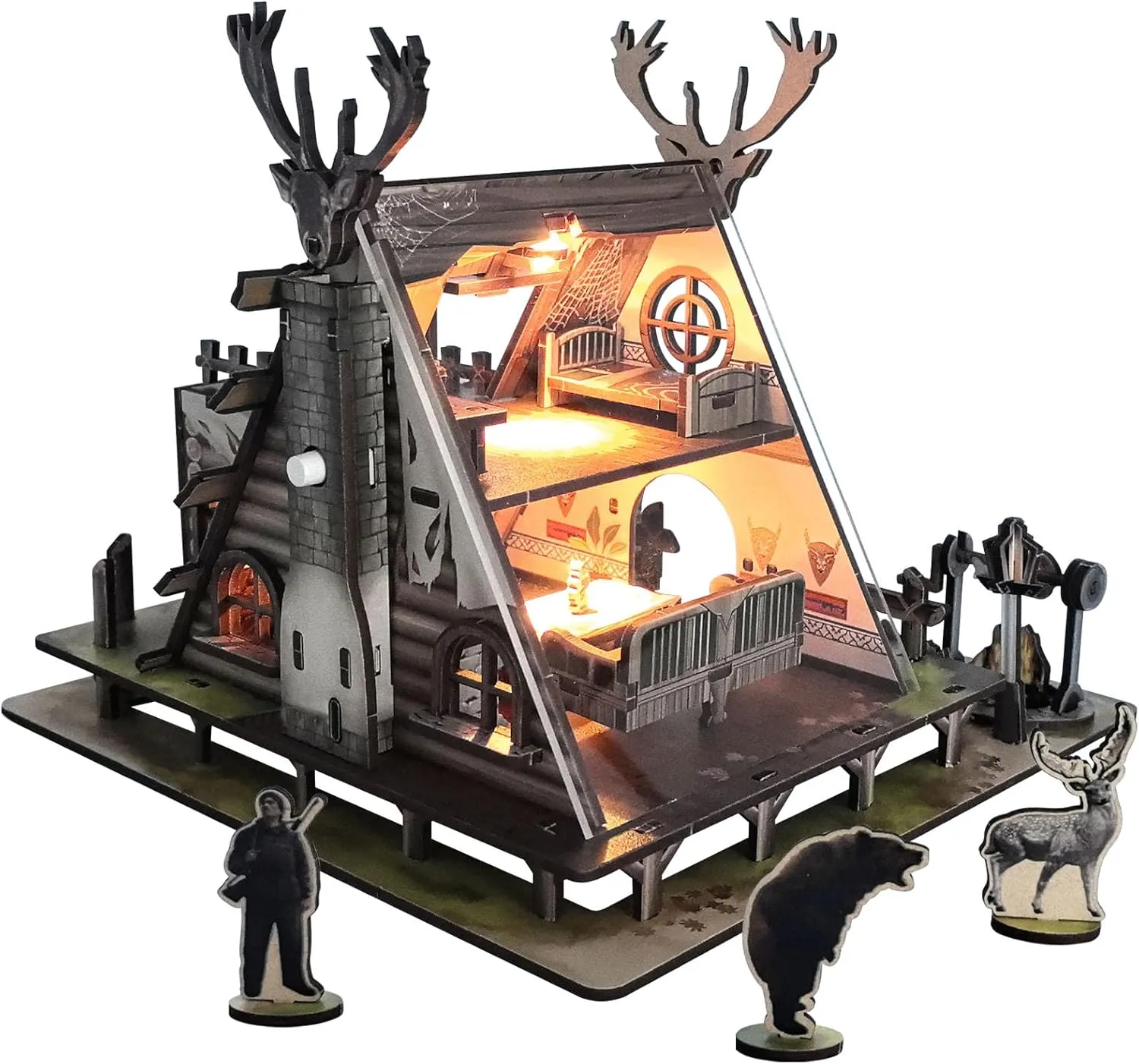 DIY Miniature House Kits for Adults - Tiny Dollhouse Mini Building House with LED for Teens, Exquite Home Decorative 3D Wooden Puzzle for Boys, Girls, Ideal Gift for Halloween Xmas