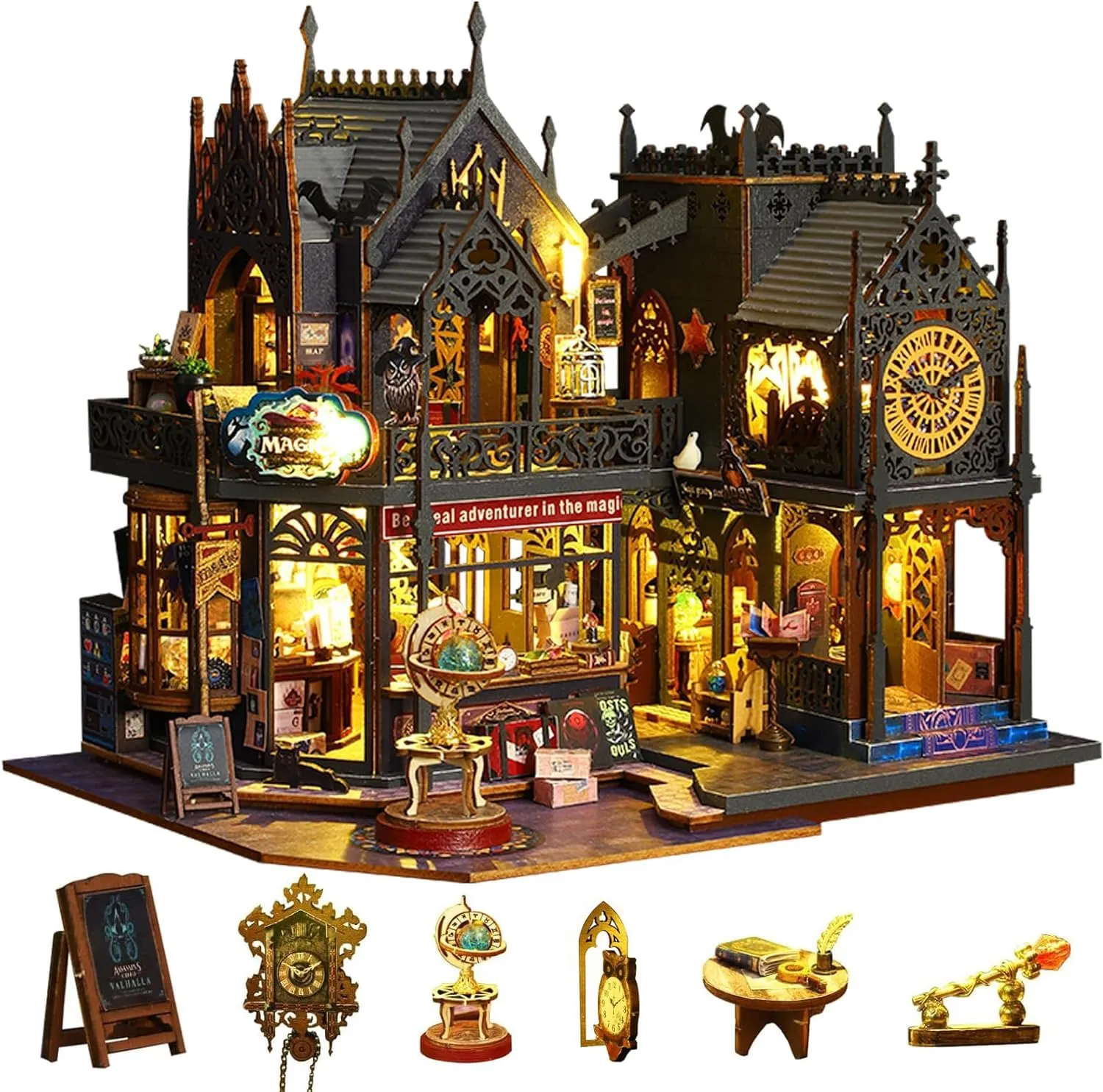 DIY Miniature House with Small Tools & Cover, Wooden Mini Dollhouse & Book Nook Kit for Teens & Adults, Magic Kit, Home Decor