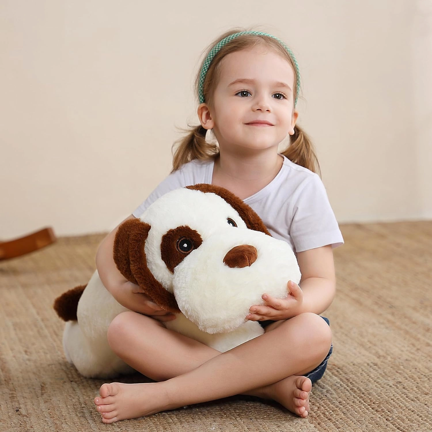 Dog Plush Weighted Stuffed Animals 5 lbs 24", Cute White Dog Weighted Plush Pillow Giant Stuffed Animals for Kids Adults
