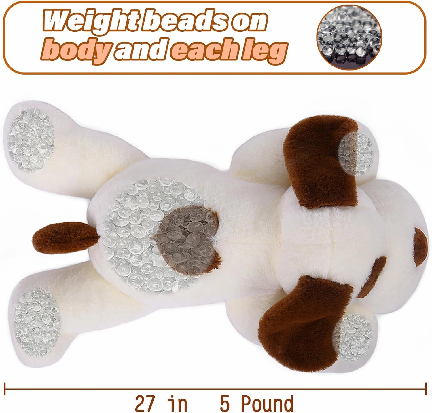 Dog Plush Weighted Stuffed Animals 5 lbs 24", Cute White Dog Weighted Plush Pillow Giant Stuffed Animals for Kids Adults