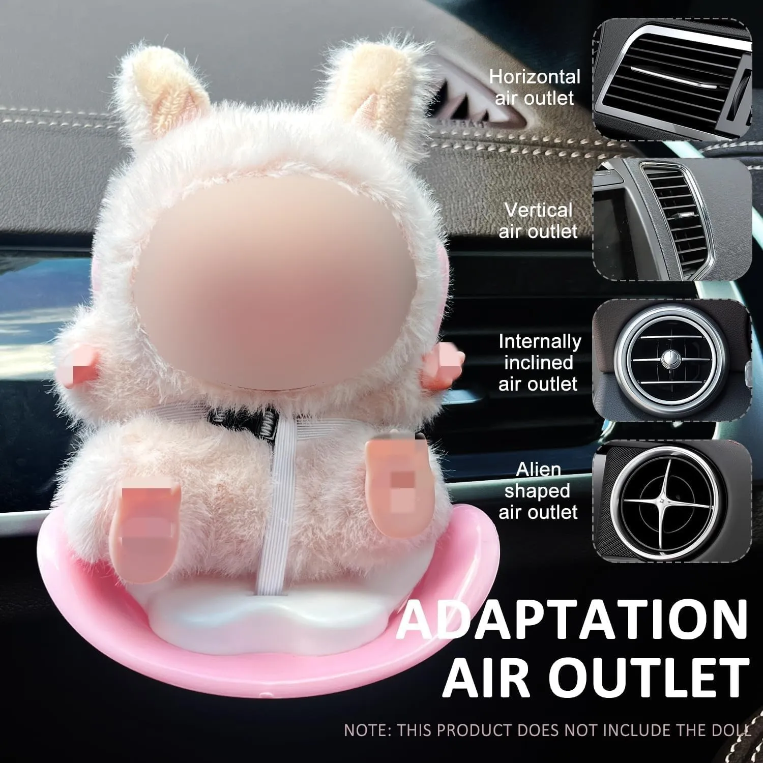 Doll Car Seat for 10-17cm Dolls with Air Vent Clip and Desktop Stand,Cute Doll Chair Doll Accessories for Desktop Display,No Doll Included (Pink)